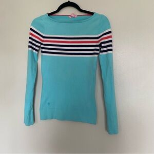 Women's Lilly Pulitzer Striped Aqua Long Sleeve lightweight sweater